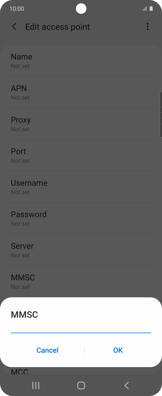 Key in http://mmsc.mms.o2.co.uk:8002 and press OK. Key in http://mmsc.mms.o2.co.uk:8002 and press OK.