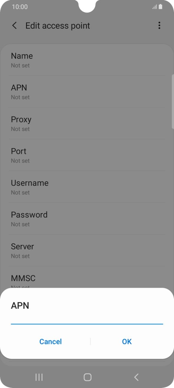 Key in wap.o2.co.uk and press OK.