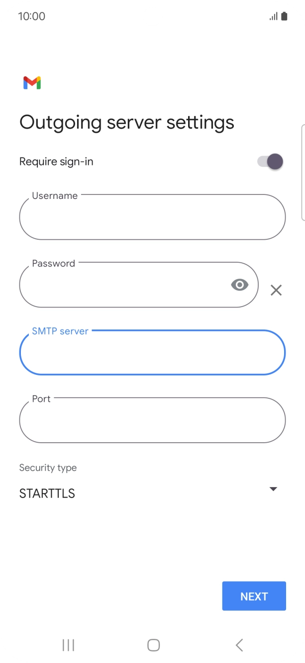 Press the field below 'Port' and key in 587.