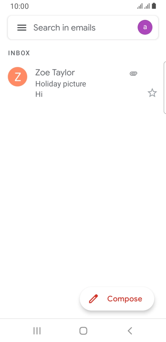 Press the email account icon.