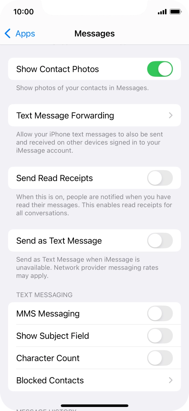 Press the indicator next to 'Send as Text Message' to turn the function on or off.