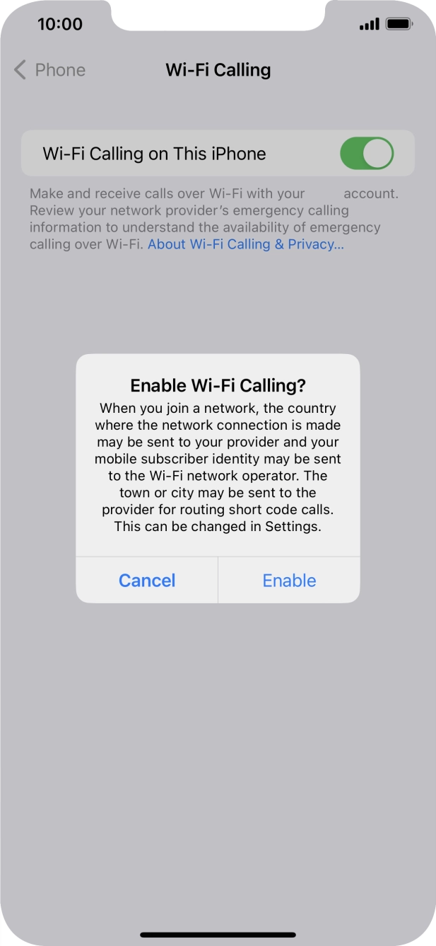 If you turn on the function, press Enable. If you turn on the function, press Enable.