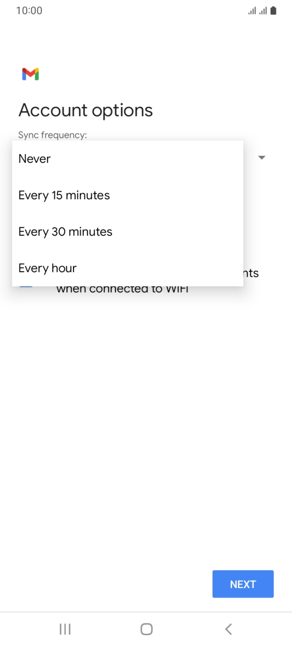 Press the required setting. Press the required setting.