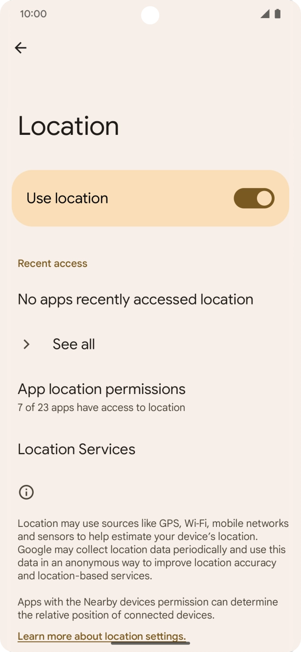 Press App location permissions.