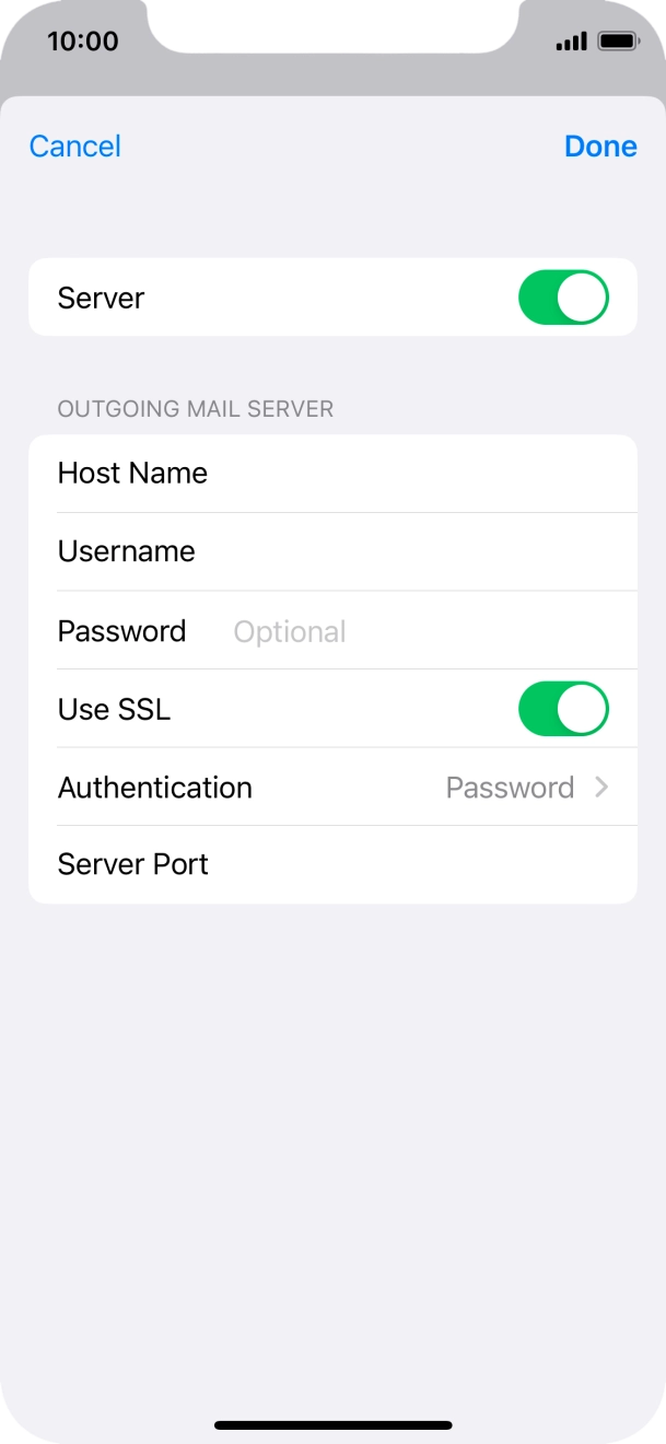 Press the indicator next to 'Use SSL' to turn off the function. Press the indicator next to 'Use SSL' to turn off the function.