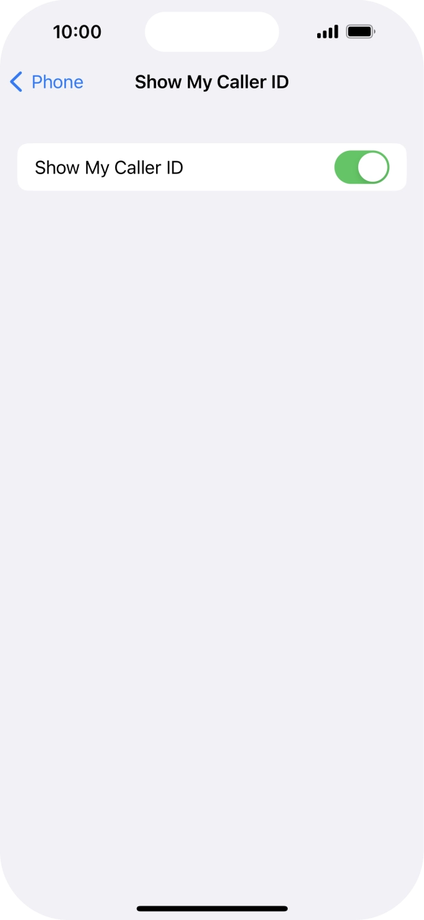 Press the indicator next to 'Show My Caller ID' to turn the function on or off.