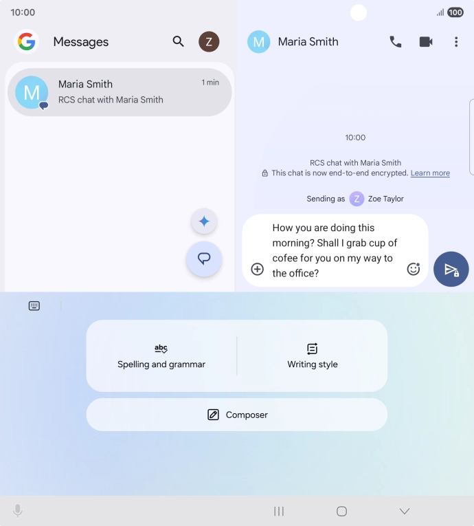 To check your text for grammatical and spelling errors, press Spelling and grammar and follow the instructions on the screen to use the function. To check your text for grammatical and spelling errors, press Spelling and grammar and follow the instructions on the screen to use the function.