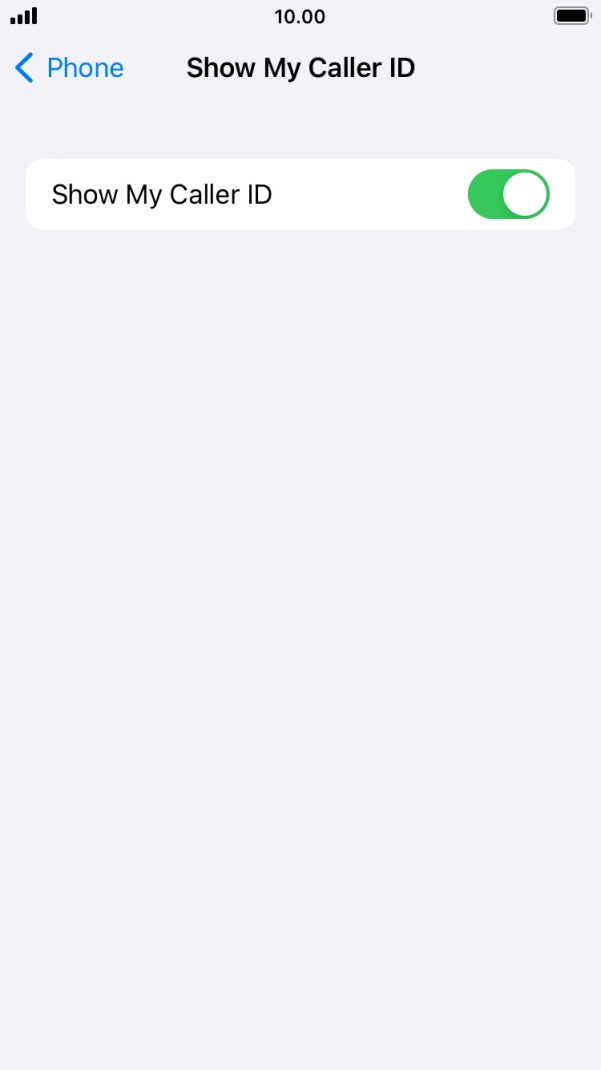 Press the indicator next to 'Show My Caller ID' to turn the function on or off.