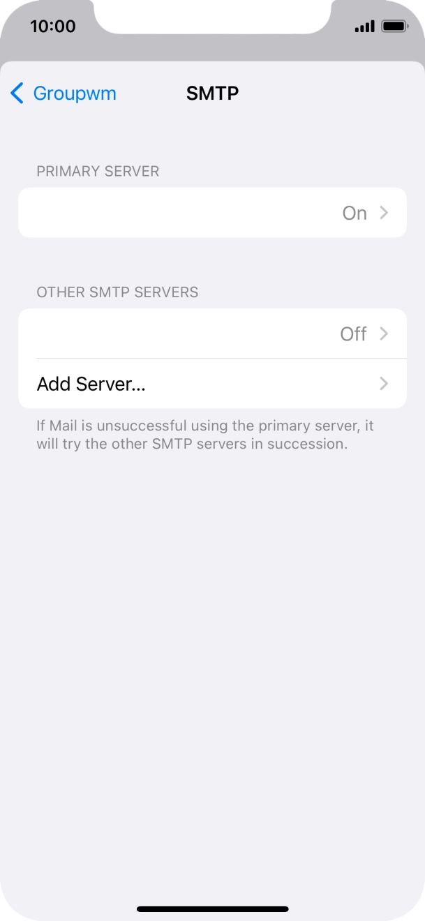 Press the field below 'PRIMARY SERVER'. Press the field below 'PRIMARY SERVER'.