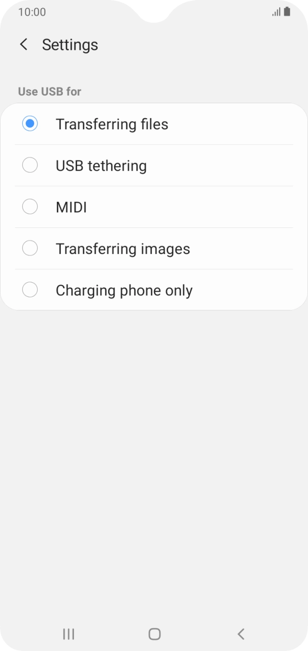 Press Transferring files. Press Transferring files.