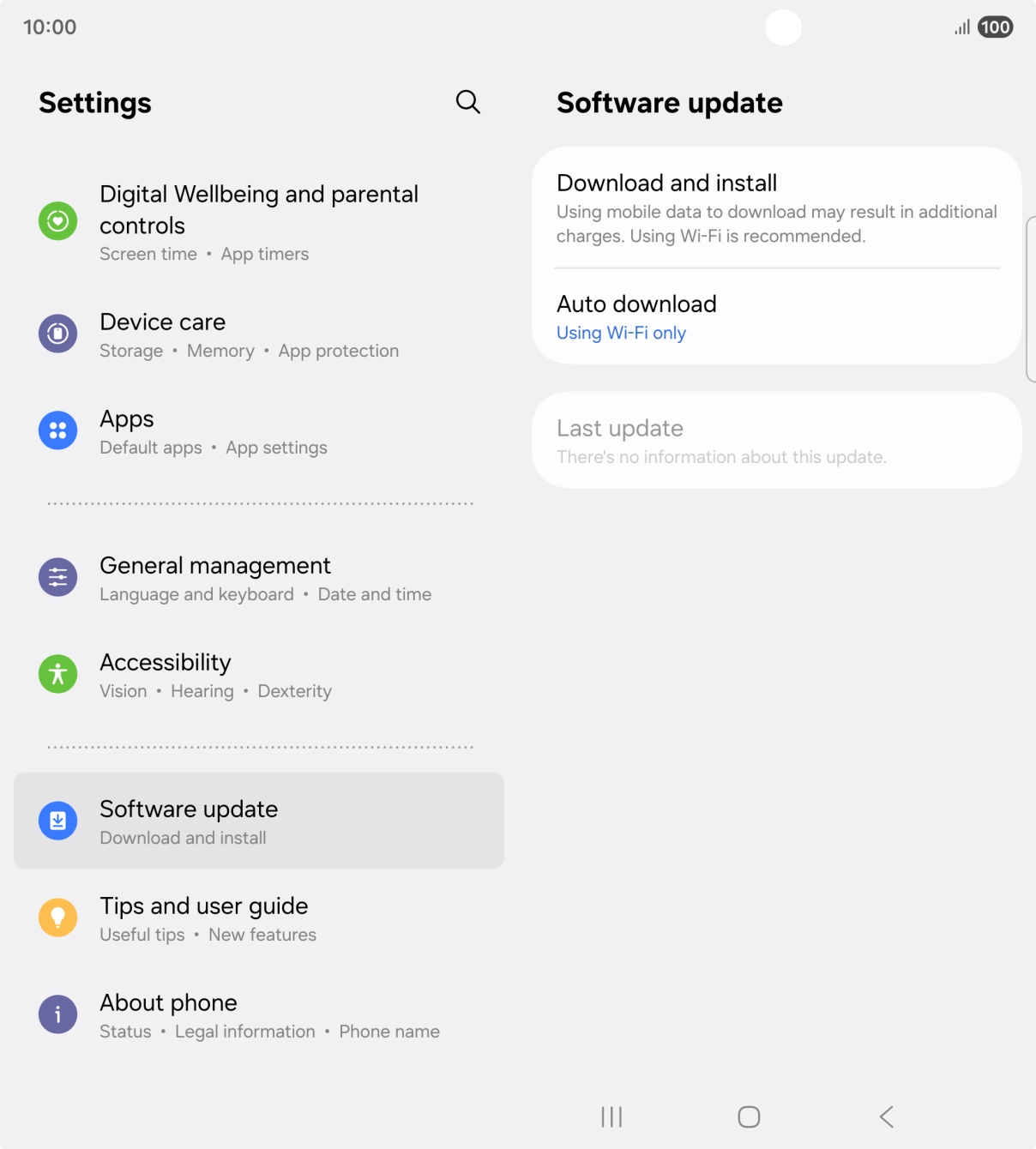 Press Download and install. If a new software version is available, it's displayed. Follow the instructions on the screen to update the phone software.