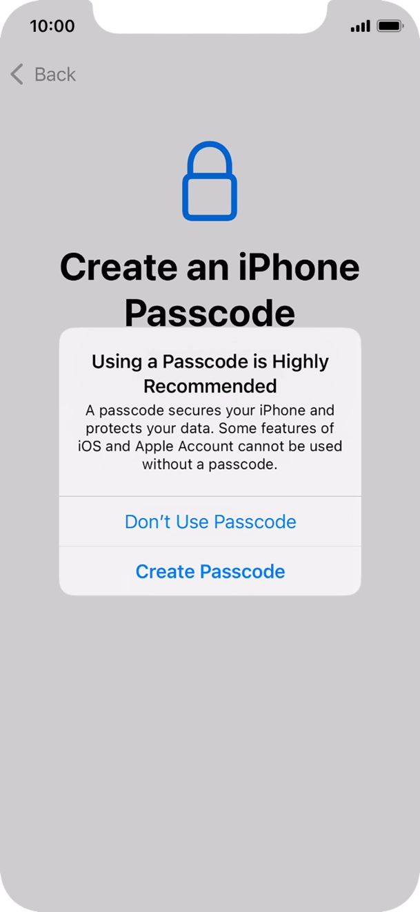 If you turn off the function, press Don't Use Passcode.