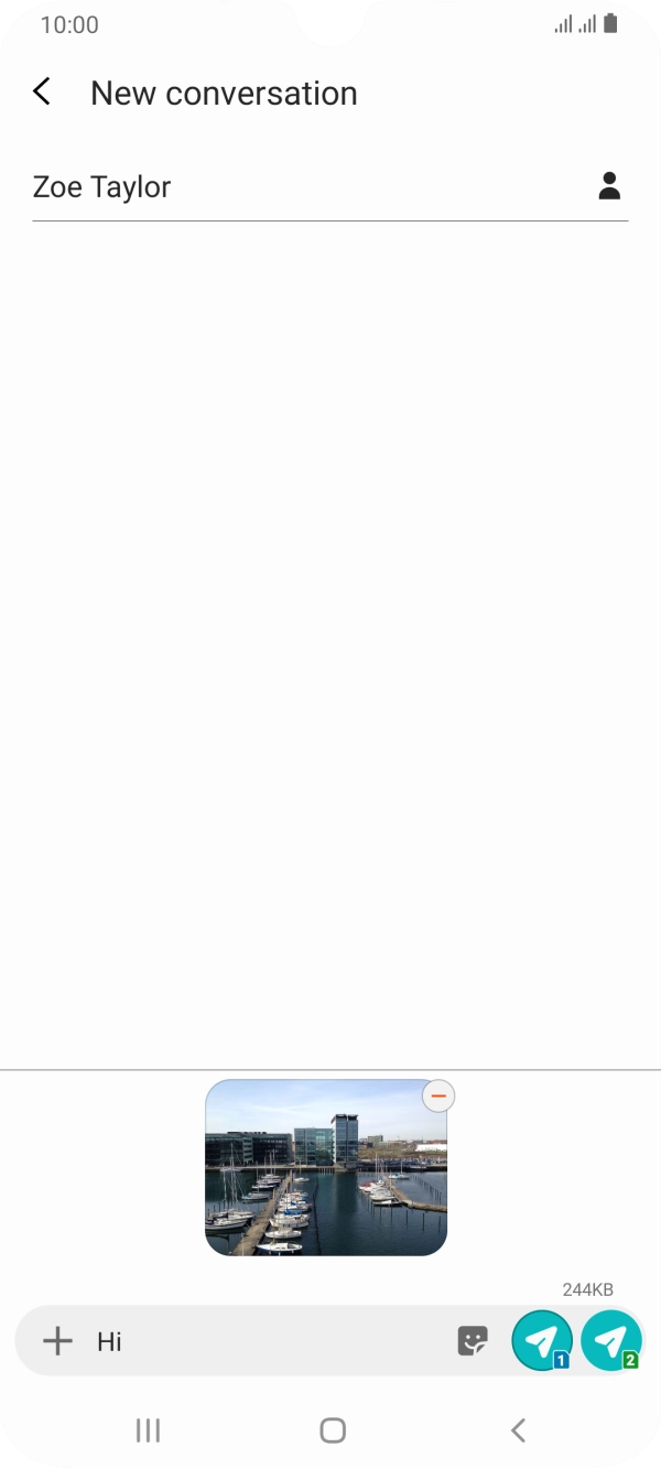 Press the send icon when you've finished your picture message. Press the send icon when you've finished your picture message.