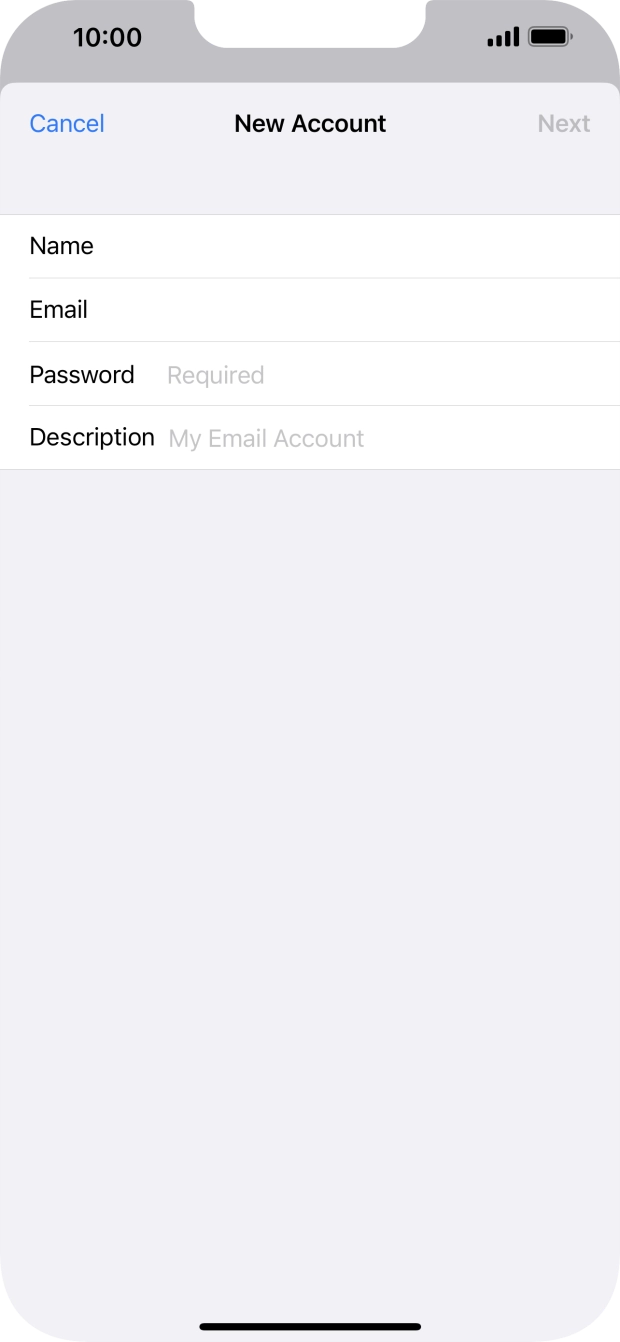 Press Password and key in the password for your email account. Press Password and key in the password for your email account.