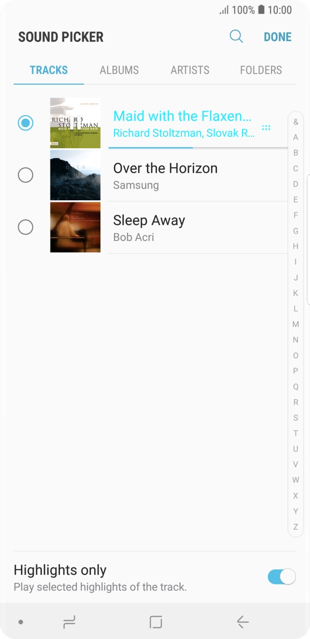 Once you've found a ring tone you like, press DONE.