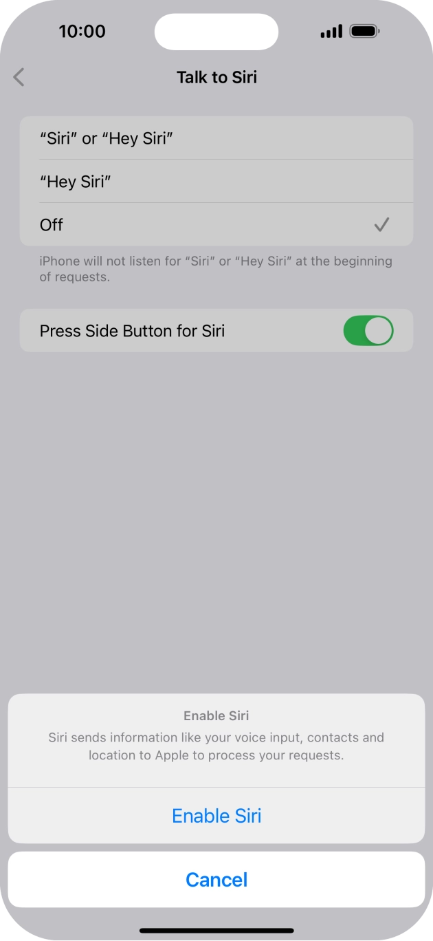 Press Enable Siri.