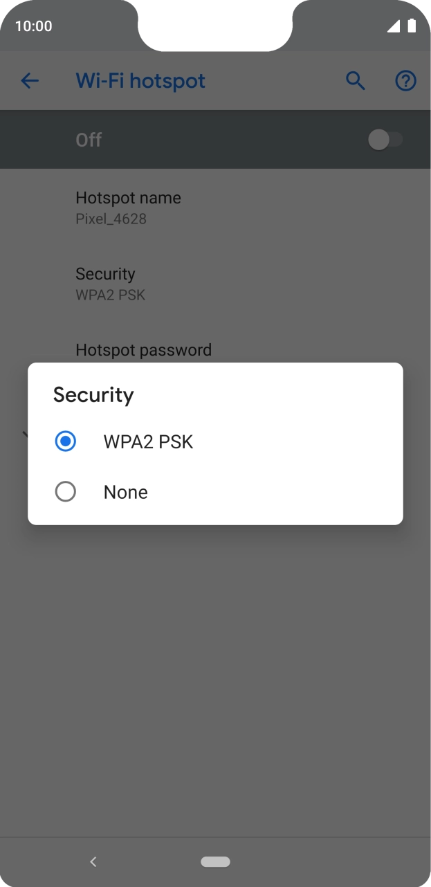 Press WPA2 PSK to password protect your WiFi hotspot.
