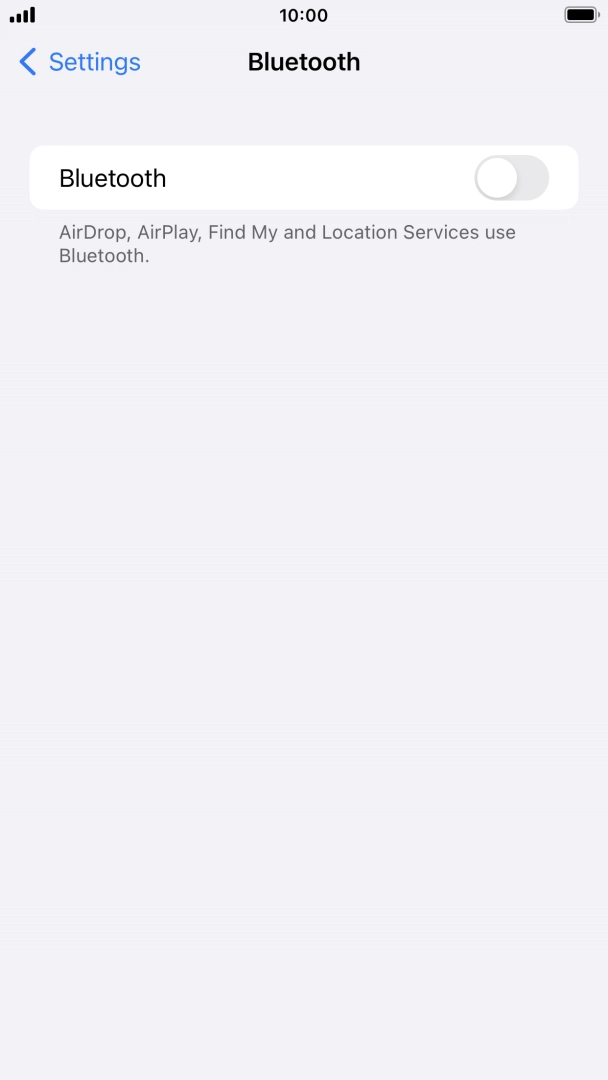 Press the indicator next to 'Bluetooth' to turn on the function.