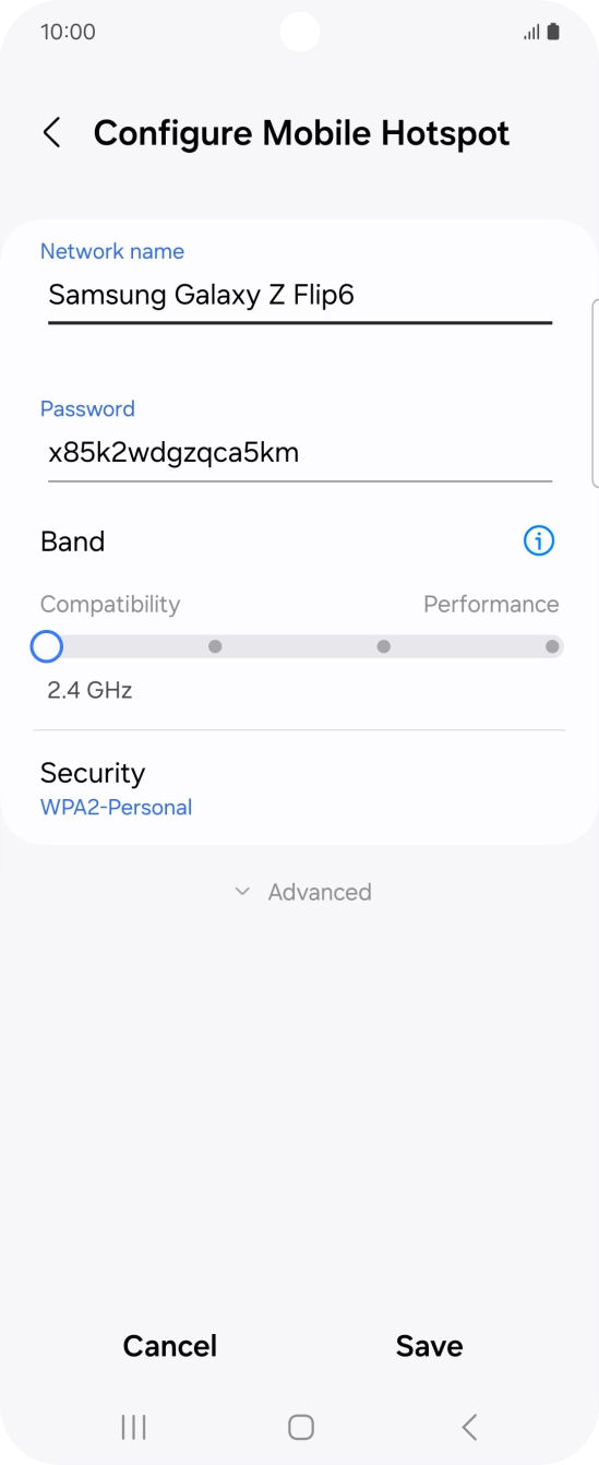 Press the field below 'Network name' and key in the required name. Press the field below 'Network name' and key in the required name.
