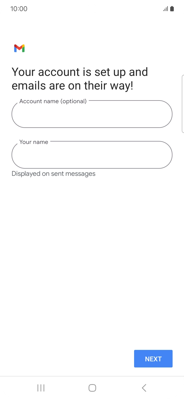 Press the field below 'Account name (optional)' and key in the required name. Press the field below 'Account name (optional)' and key in the required name.