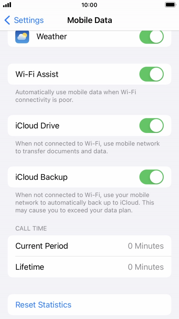 Press the indicator next to 'Wi-Fi Assist' to turn the function on or off.