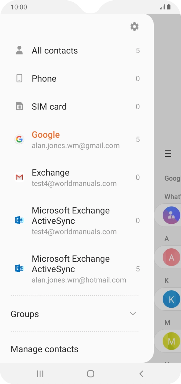 Press Manage contacts.