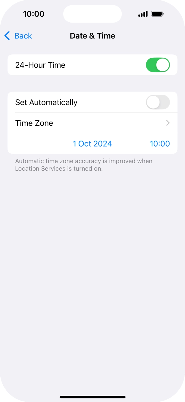 Press the indicator next to 'Set Automatically' to turn on the function.