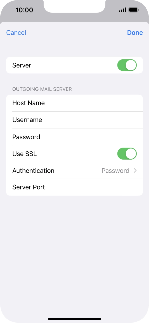 Press the indicator next to 'Use SSL' to turn off the function. Press the indicator next to 'Use SSL' to turn off the function.