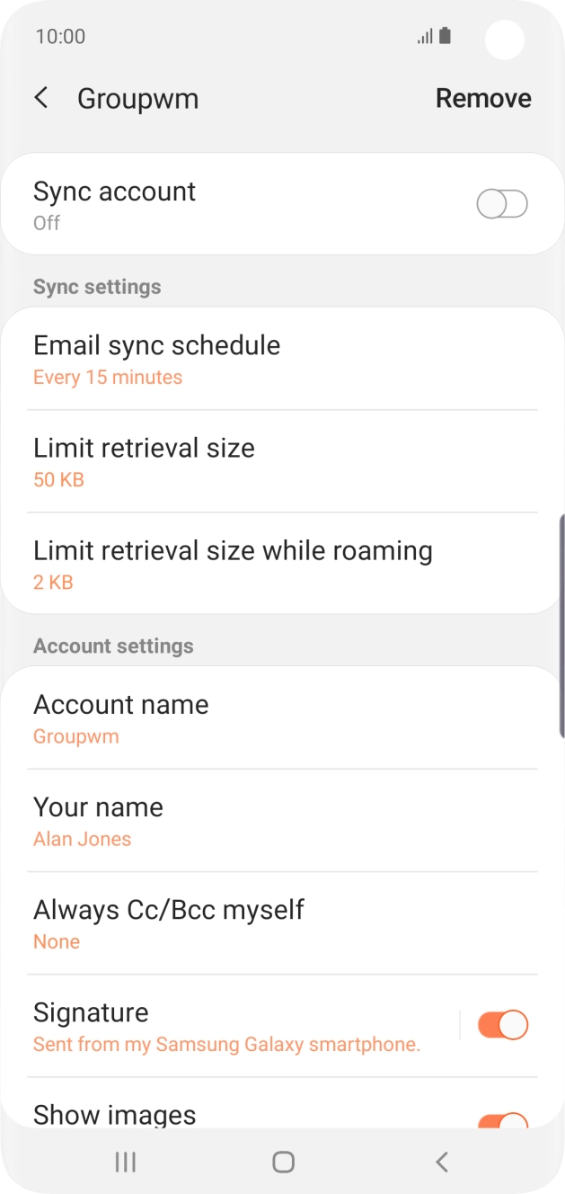 Press the indicator next to 'Sync account' to turn on the function.
