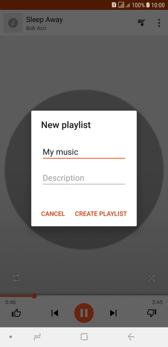 Key in a name for the playlist and press CREATE PLAYLIST. Key in a name for the playlist and press CREATE PLAYLIST.