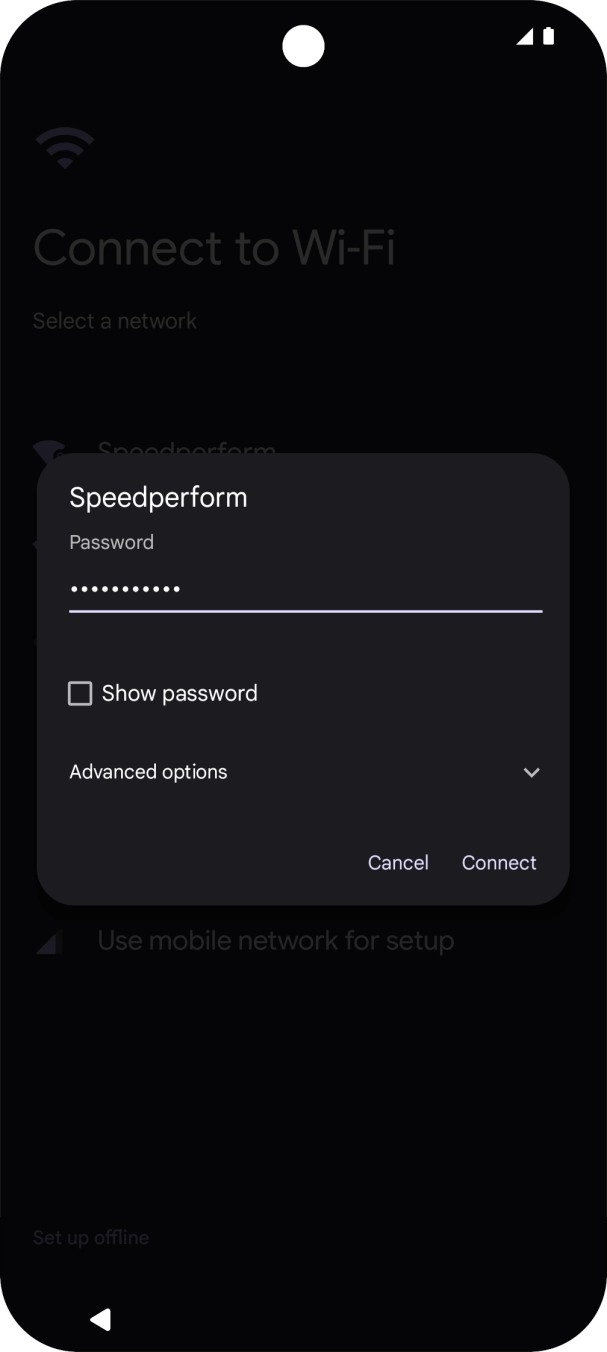 Key in the password for the WiFi network and press Connect.
