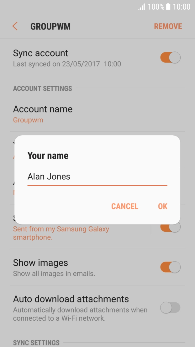 Key in the required sender name and press OK. Key in the required sender name and press OK.