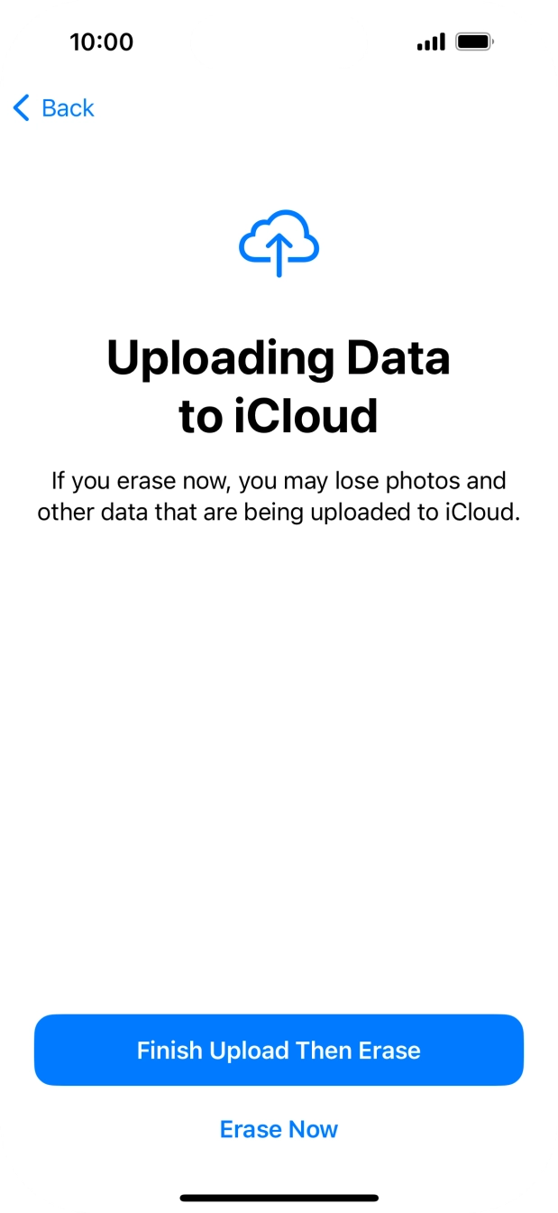 Press the required setting.