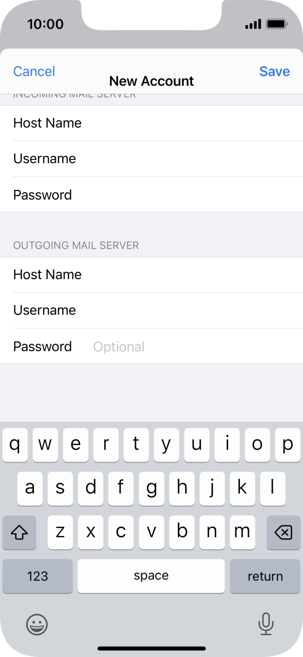 Press Password and key in the password for your email account. Press Password and key in the password for your email account.