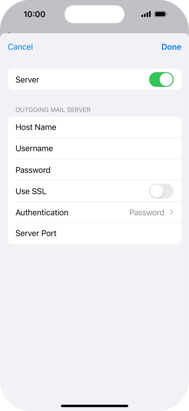 Press the indicator next to 'Use SSL' to turn on the function.