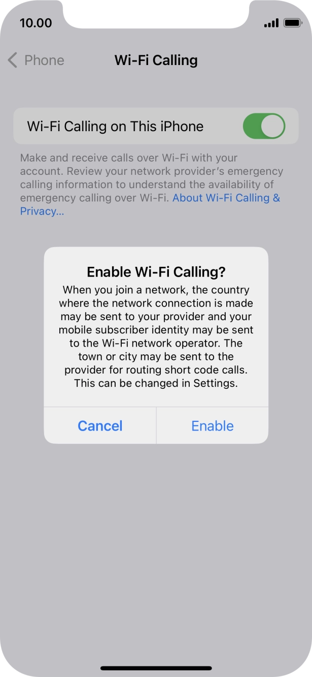 If you turn on the function, press Enable.