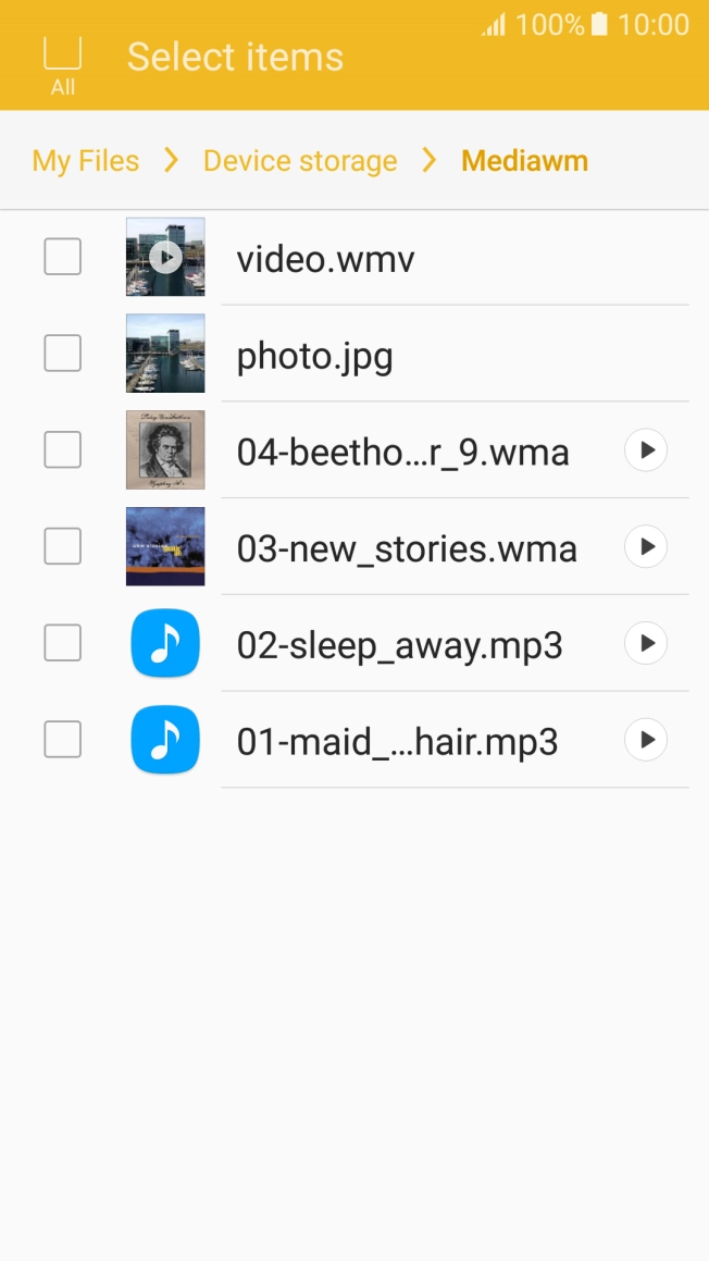Press the required file. Press the required file.