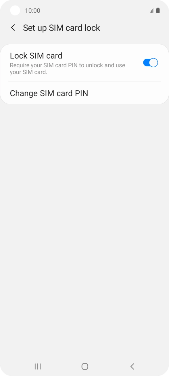 Press the indicator next to 'Lock SIM card' to turn the function on or off.