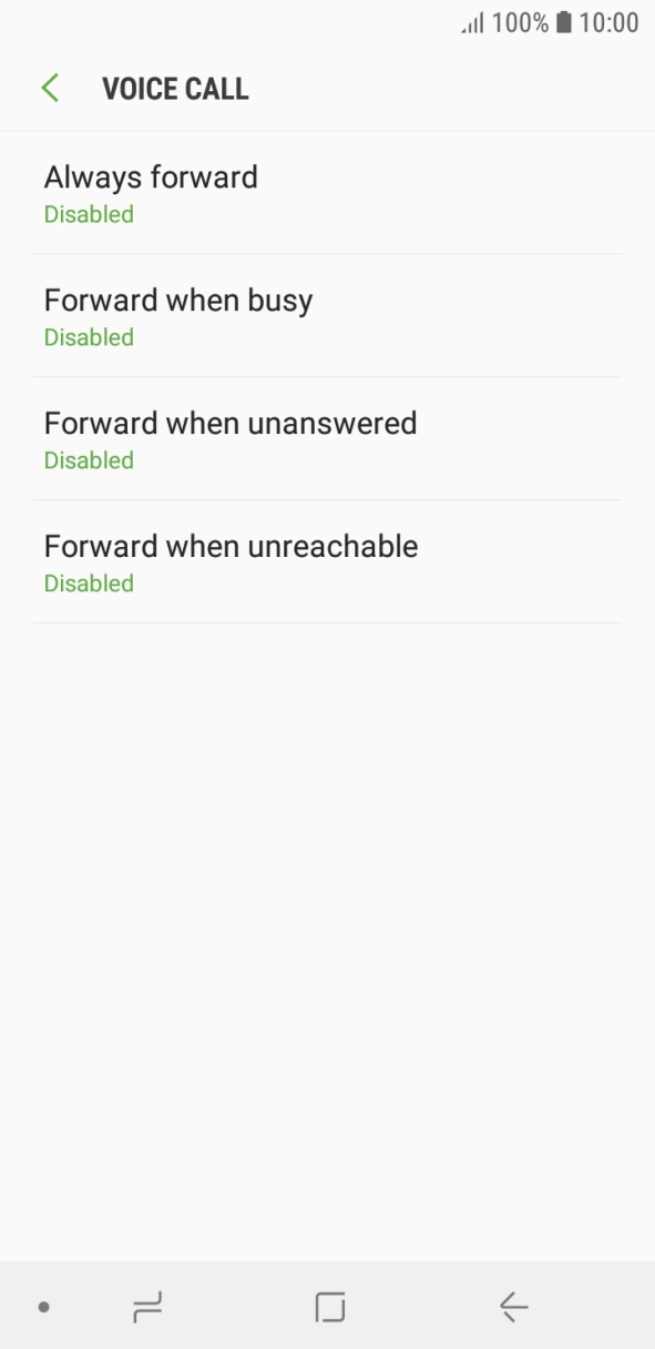 Press the required divert type. Press the required divert type.