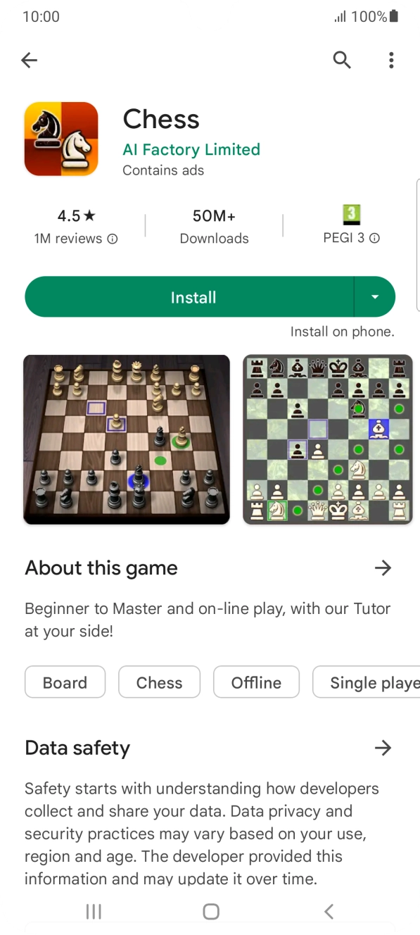Press Install and follow the instructions on the screen to install the app.