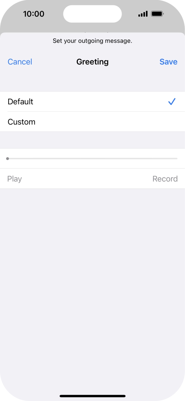Press Default to select the default greeting.