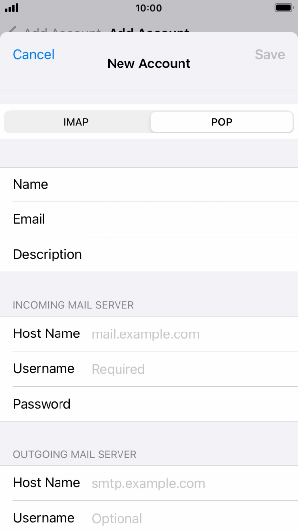 Press Host Name and key in the name of your email provider's incoming server. Press Host Name and key in the name of your email provider's incoming server.