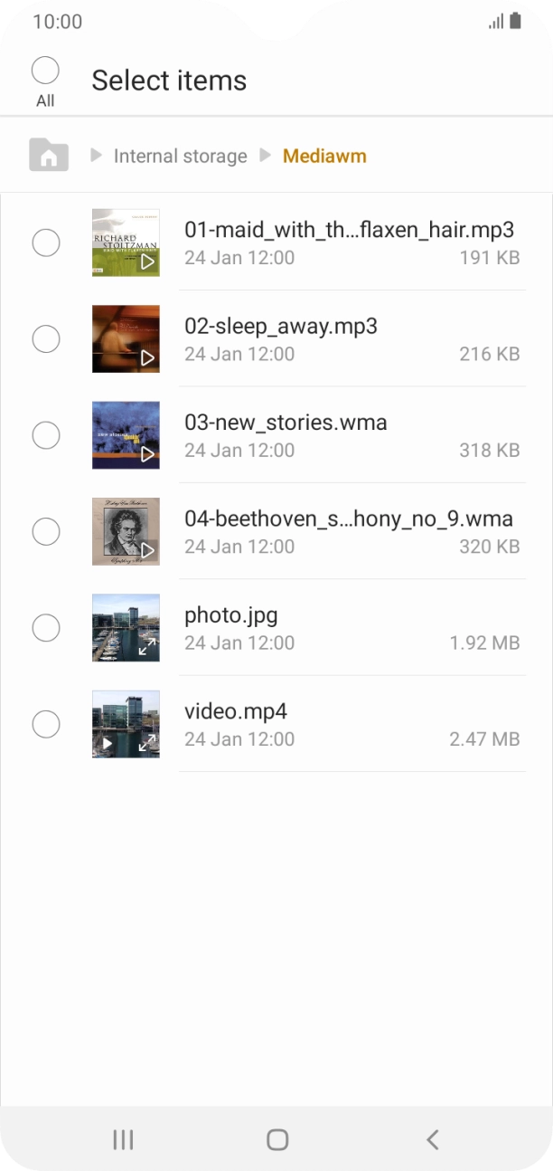 Press the required file. Press the required file.