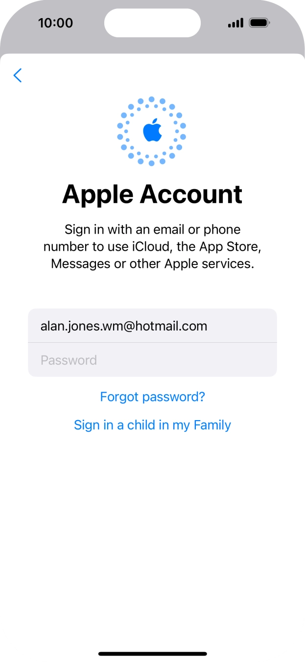 Press Password and key in the password for your Apple ID.