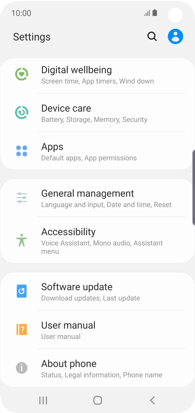 Press Software update. If a new software version is available, it's displayed. Follow the instructions on the screen to update the phone software.