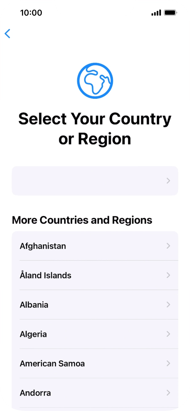 Press the required country or area.