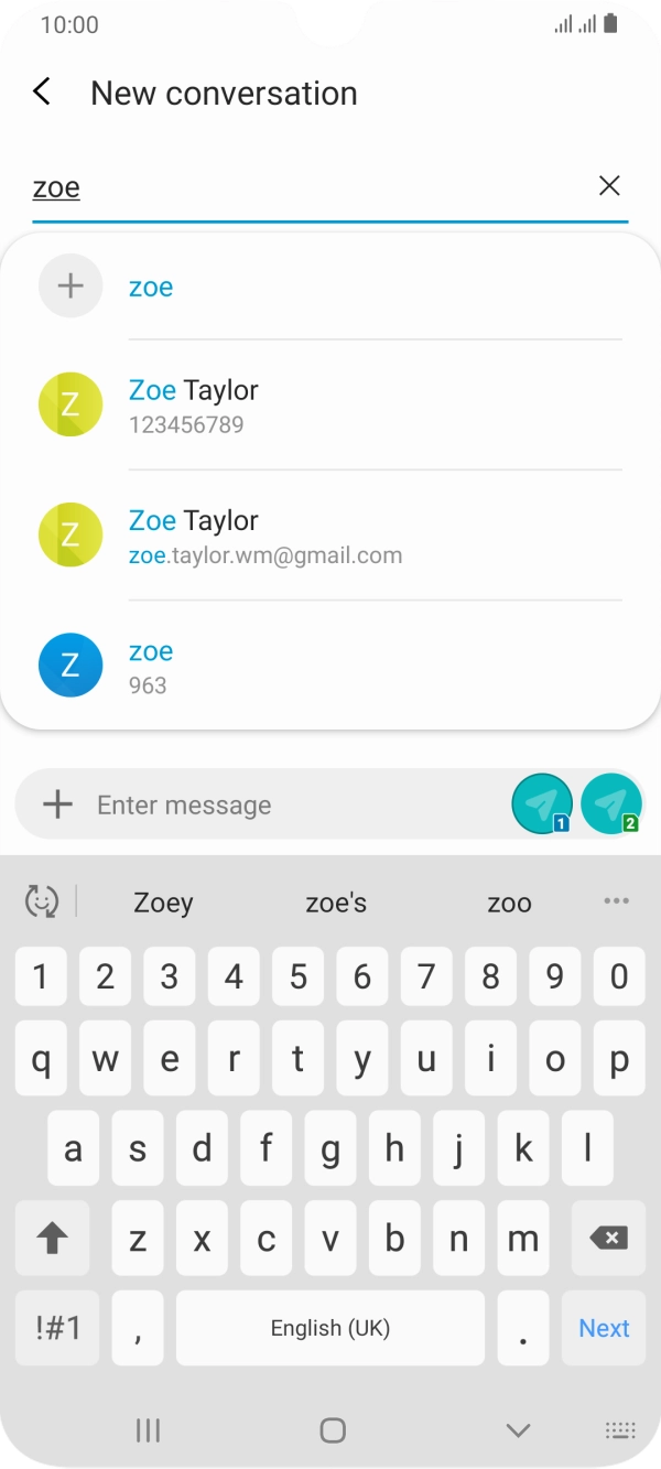 Press the required contact. Press the required contact.