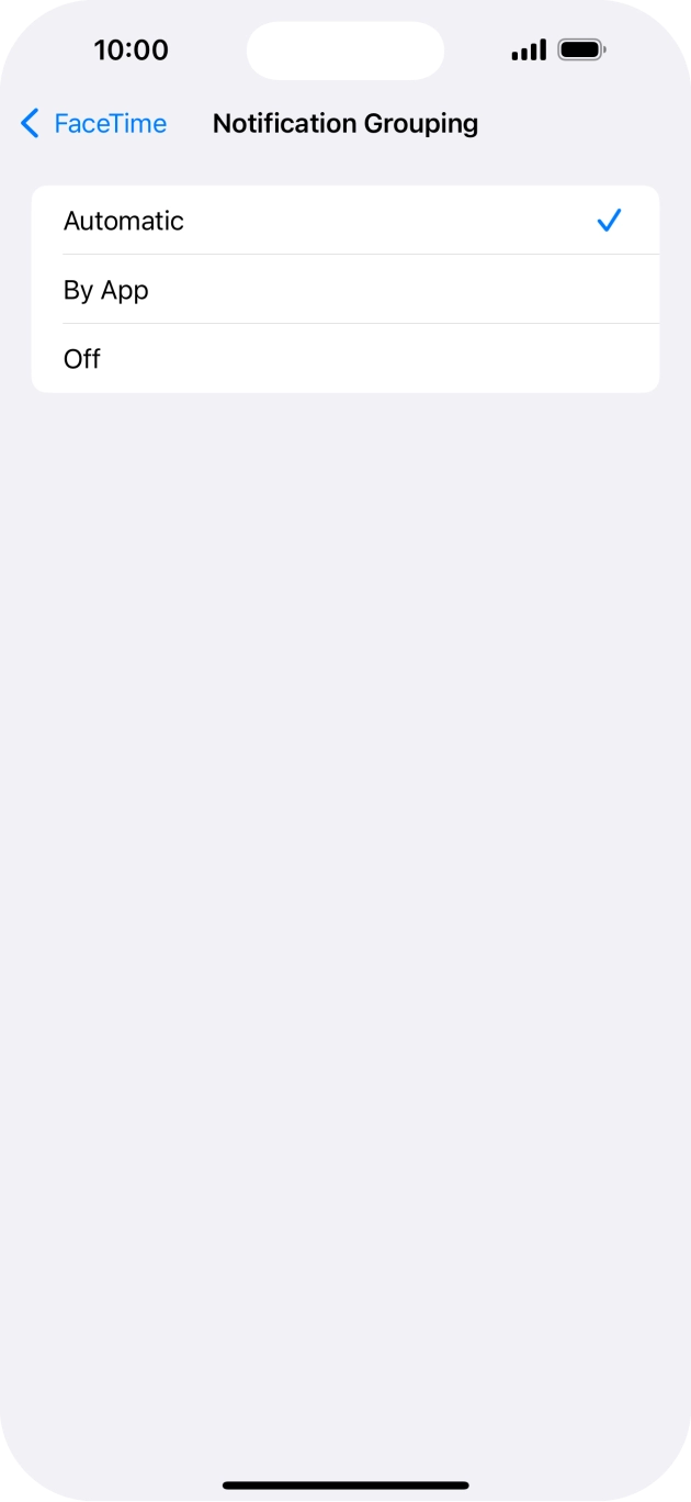 Press the required setting.