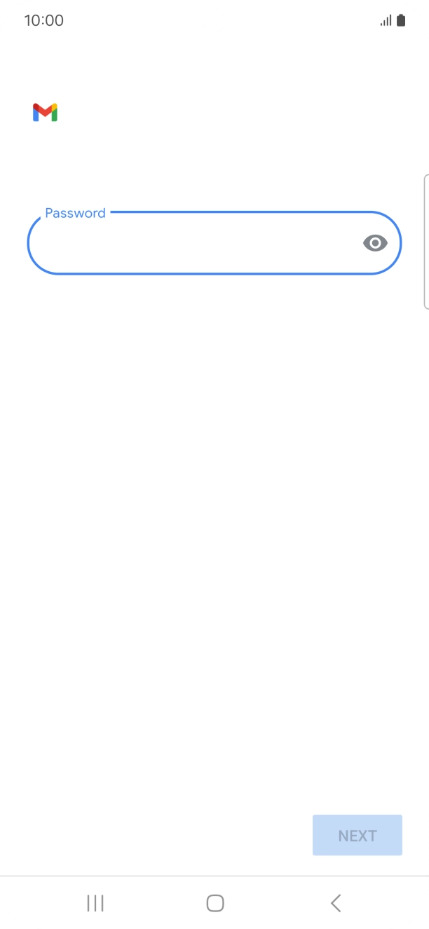 Press the field below 'Password' and key in the password for your email account. Press the field below 'Password' and key in the password for your email account.