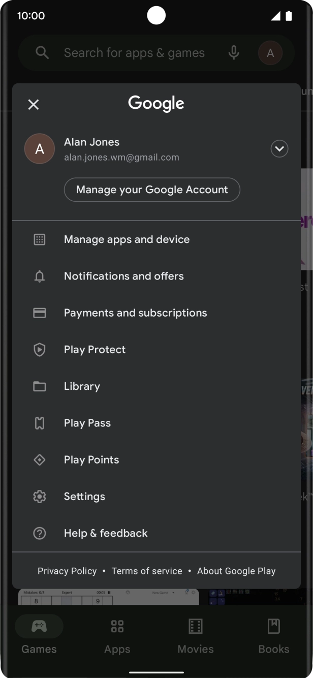 Press Manage apps and device.